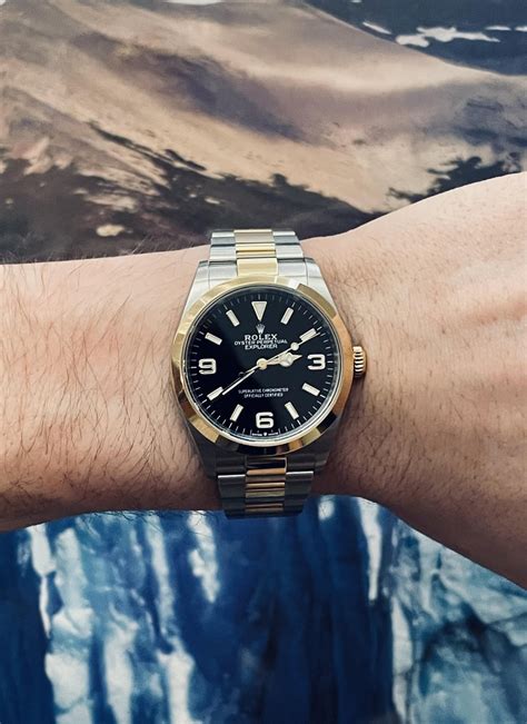 rolex two tone explorer|rolex explorer two tone price.